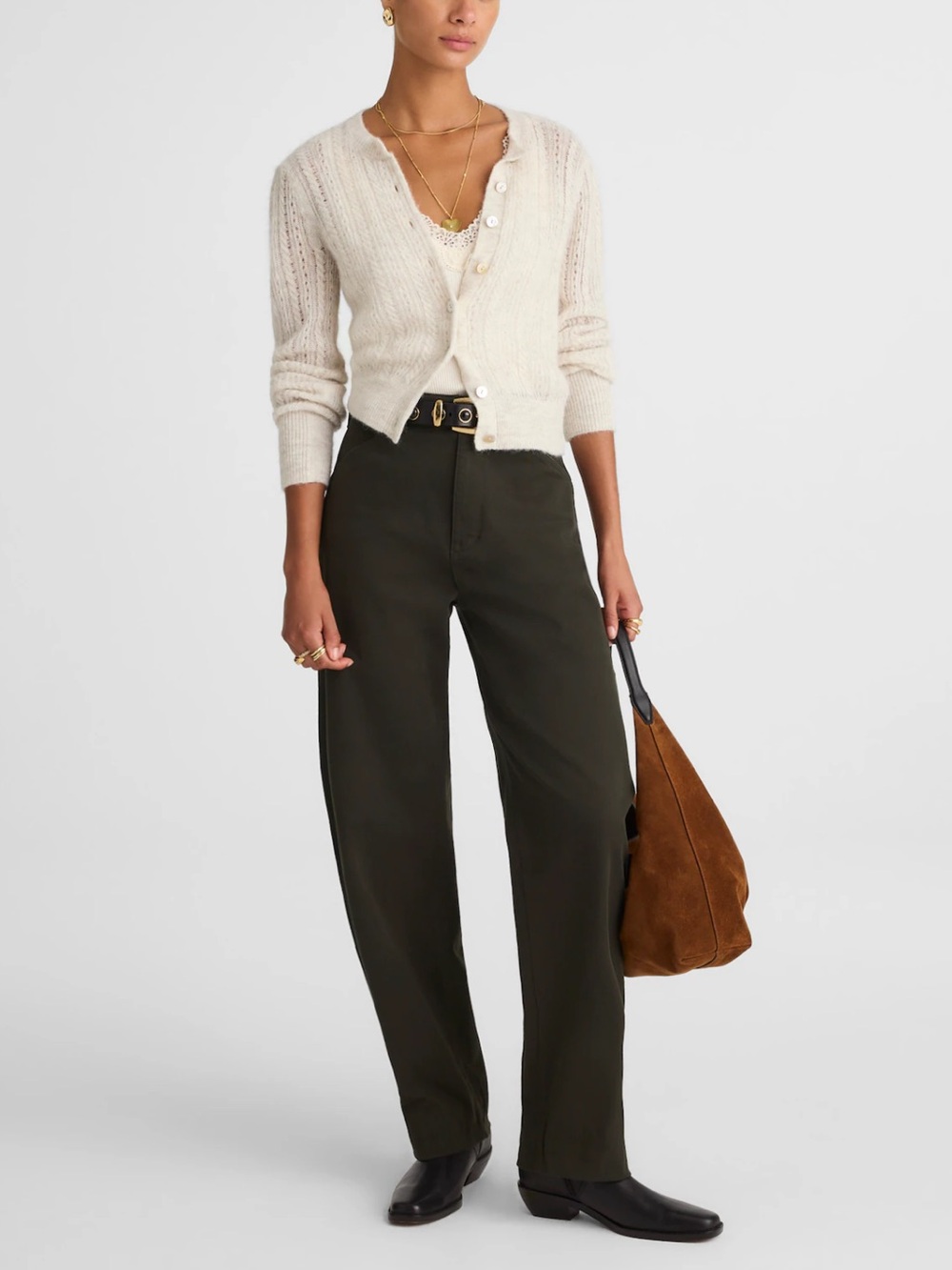 Madewell Olive Green Balloon Barrel Leg Pant High Rise Utility Pockets (Size 25)